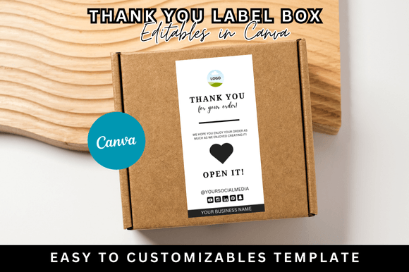 Editable box label template for products