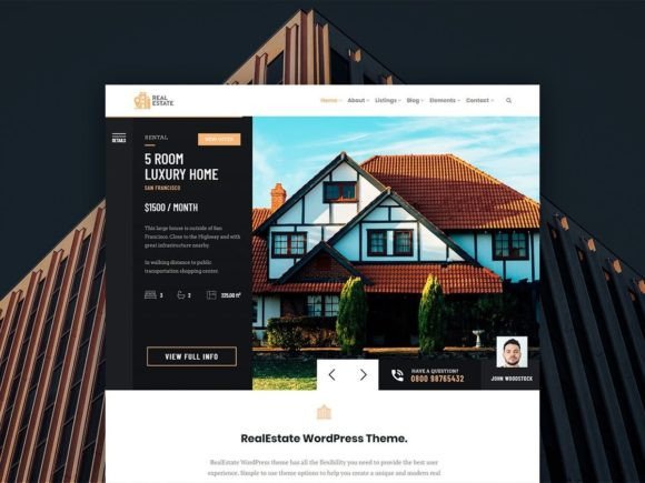 Real estate WordPress theme with property search