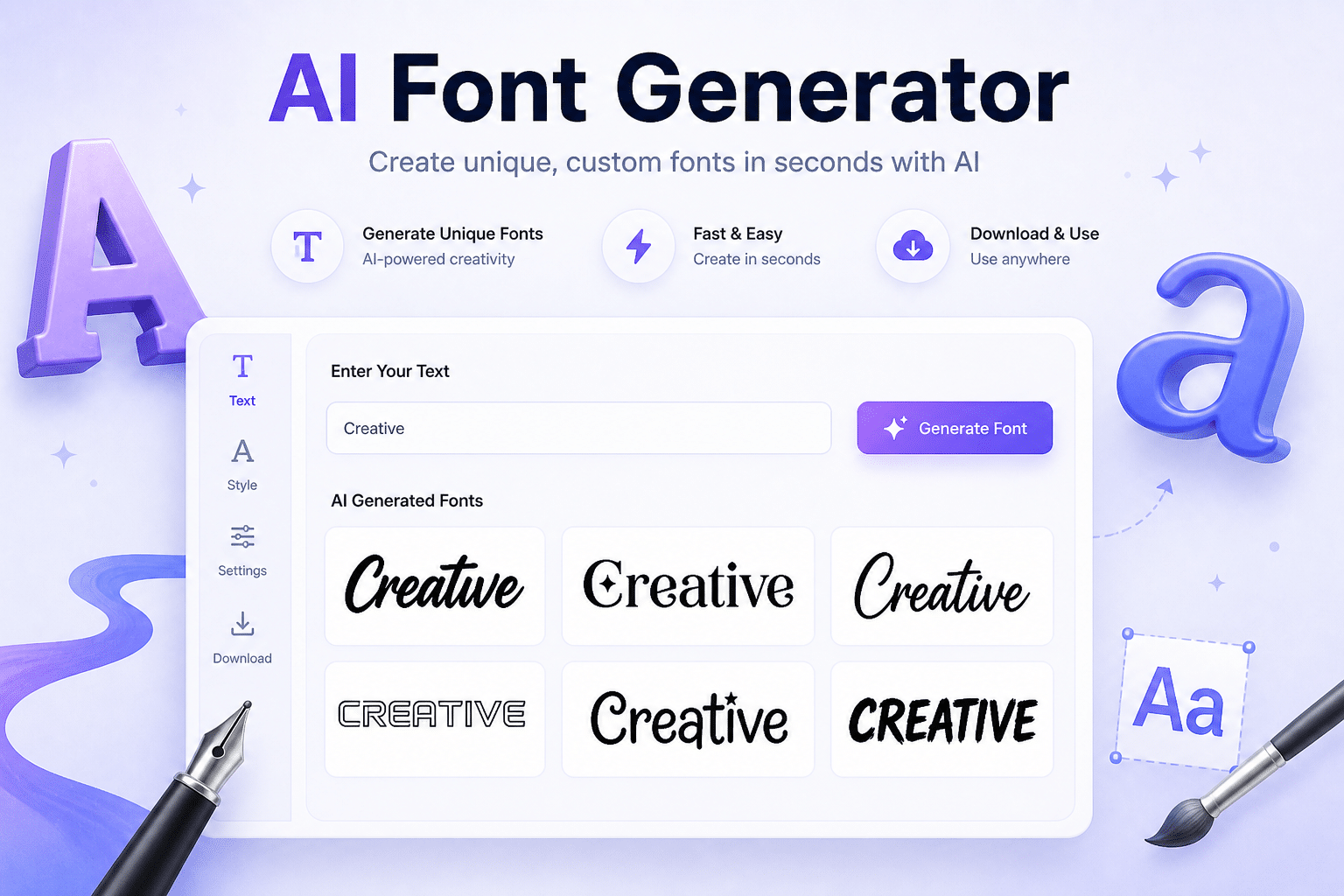 Customizable Text Generator Create Custom Fonts with AI โ Fast Online Font Generator