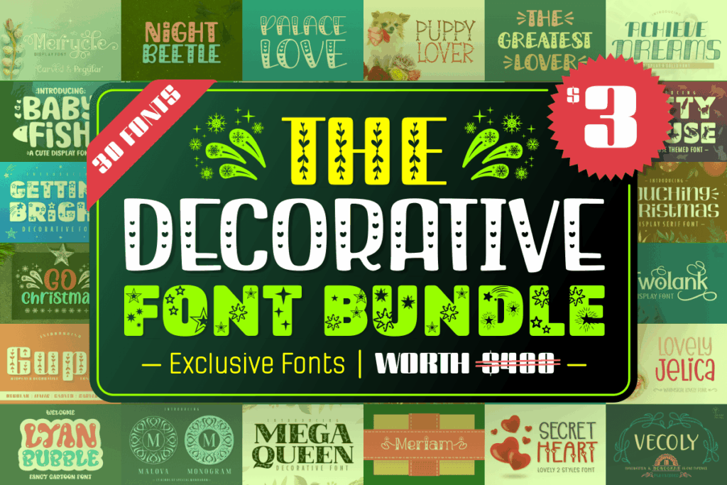 Featured image for The Decorative Font Bundle Bundle · Creative Fabrica