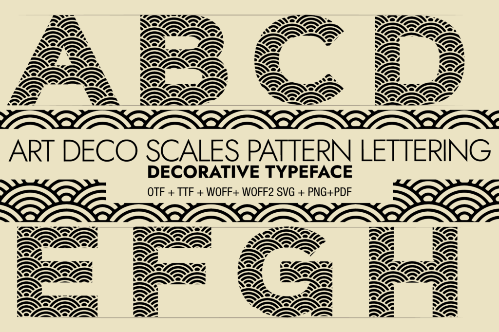 Featured image for Art Deco Scales Pattern Lettering Font by Minimalistartstudio · Creative Fabrica