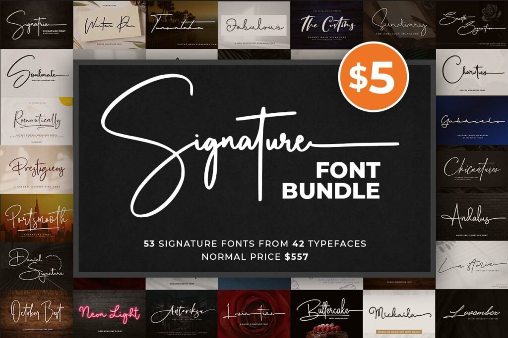 Featured image for Signature Font Bundle Bundle · Creative Fabrica
