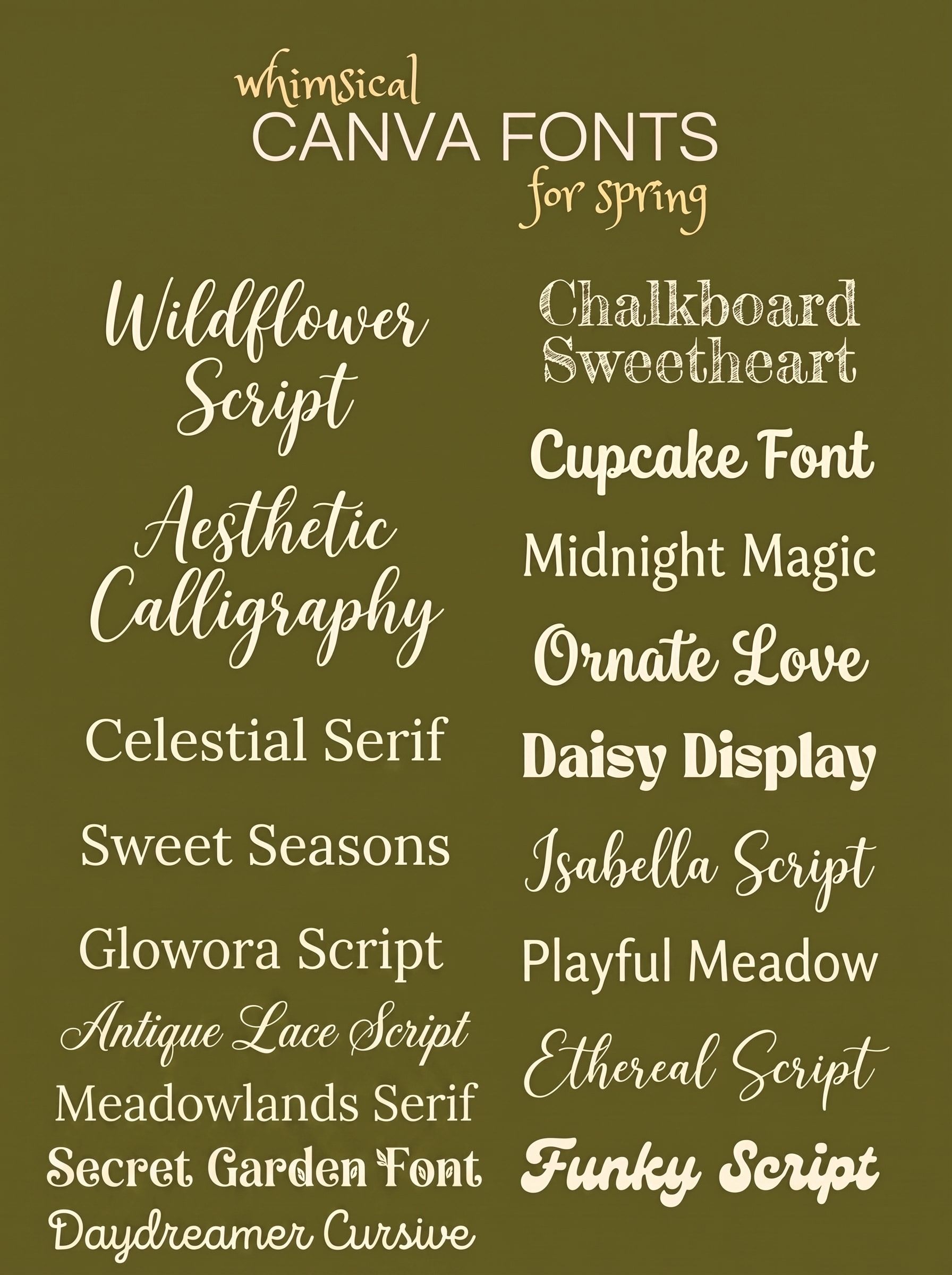 Whimsical Canva font ideas for spring and creative design